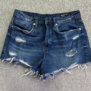 Blank NYC Dark Blue Ripped Jean Shorts